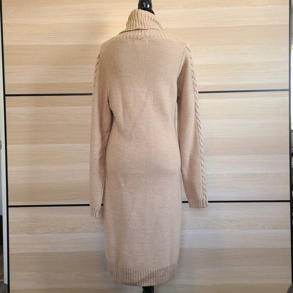 Banana Republic Womens L Turtleneck Chunky Cable Knit Wool Sweater Dress Cozy - Picture 2 of 10